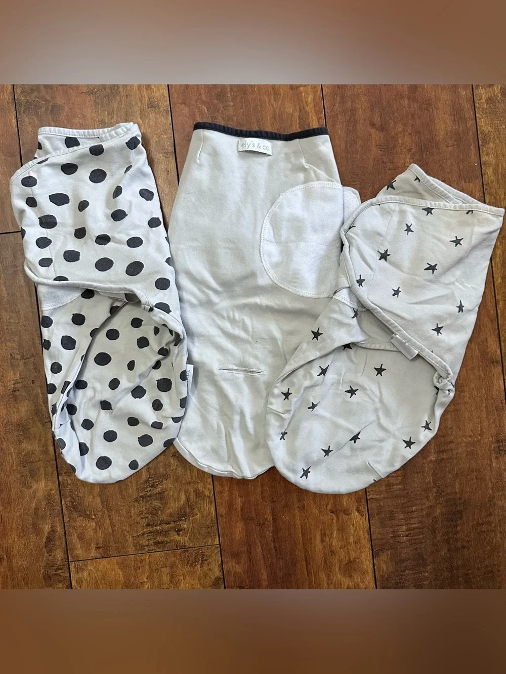 Ely’s & Co. adjustable swaddle - 3 pack grey & black 0-3 months